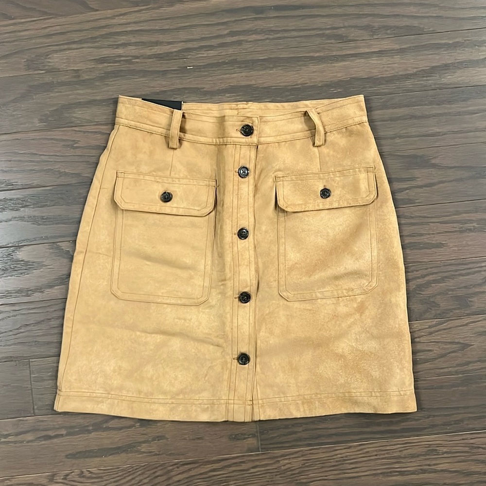 Banana Republic Tan Camel Vegan Suede Portia Mini Skirt - Picture 2 of 4